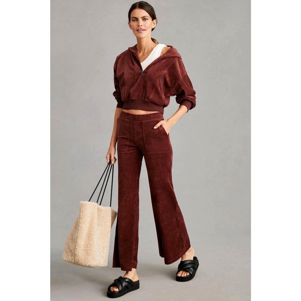 Anthropologie Velour Corduroy Flare Trousers - New Small